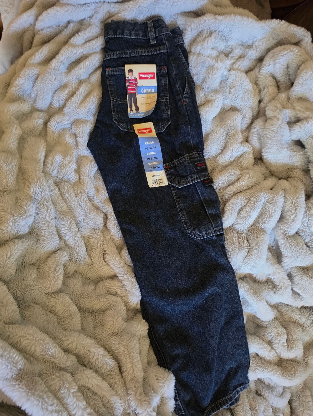 Wrangler Childrens Dark Blue Cargo Jeans with Utility Pockets
